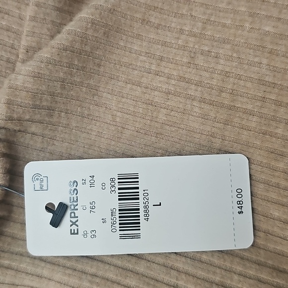 Express Tan Ribbed Knit Skirt, Sz L - Picture 4 of 4